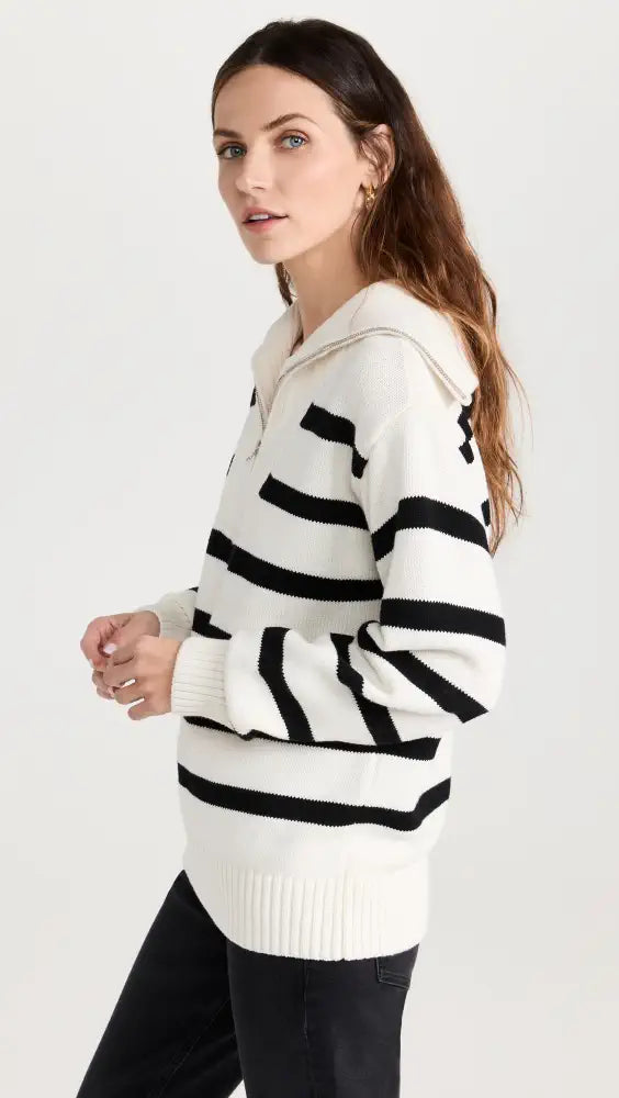 Crosby Stripe Sweater in White