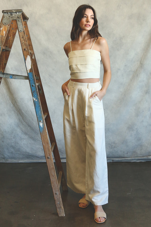Two-Piece Crop Top And Wide-Leg Pants Set