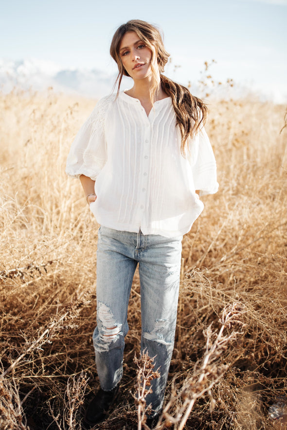 Free People Secret Falls Smocked Blouse