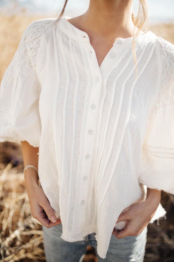 Free People Secret Falls Smocked Blouse