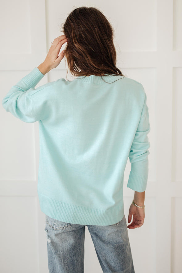 Lonely Like Me Sweater in Aqua