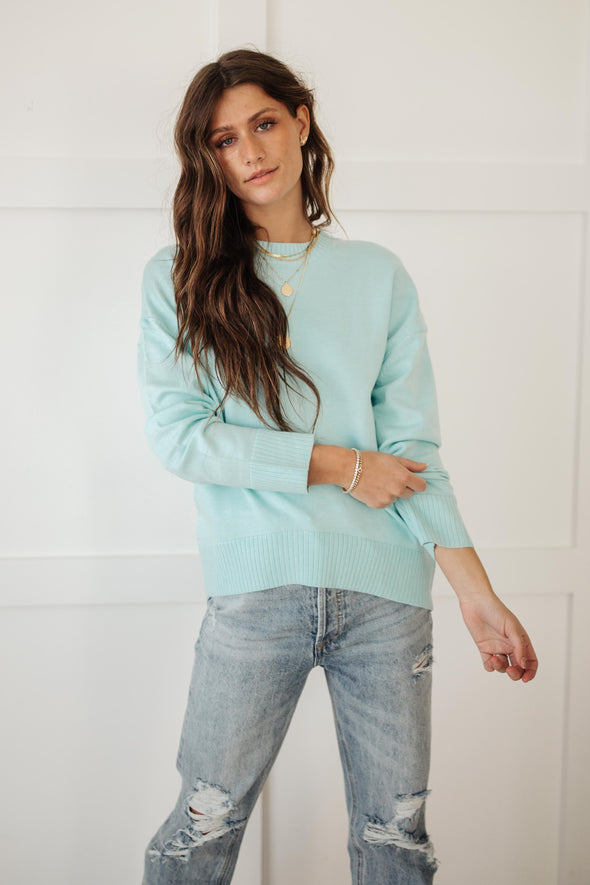 Lonely Like Me Sweater in Aqua