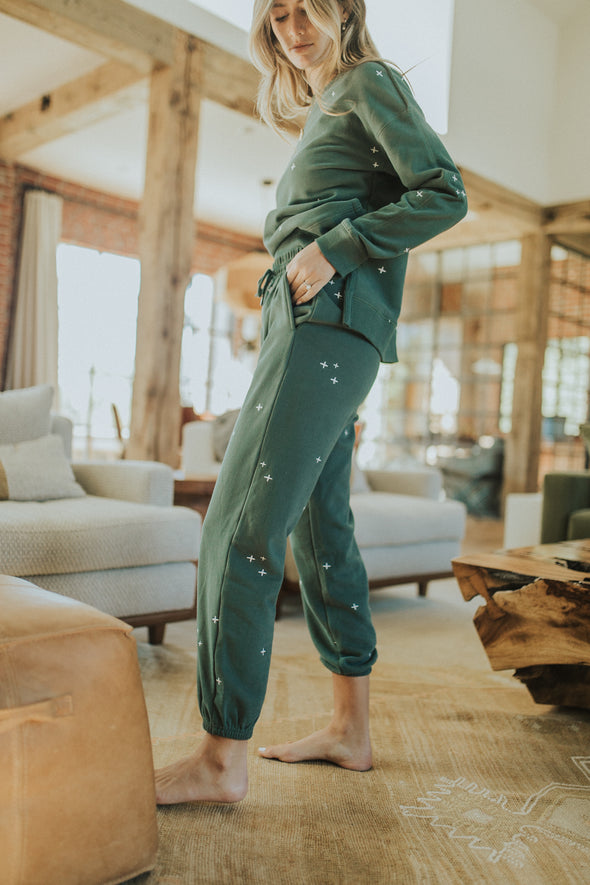 Needle and Pine Joggers in Vintage Teal
