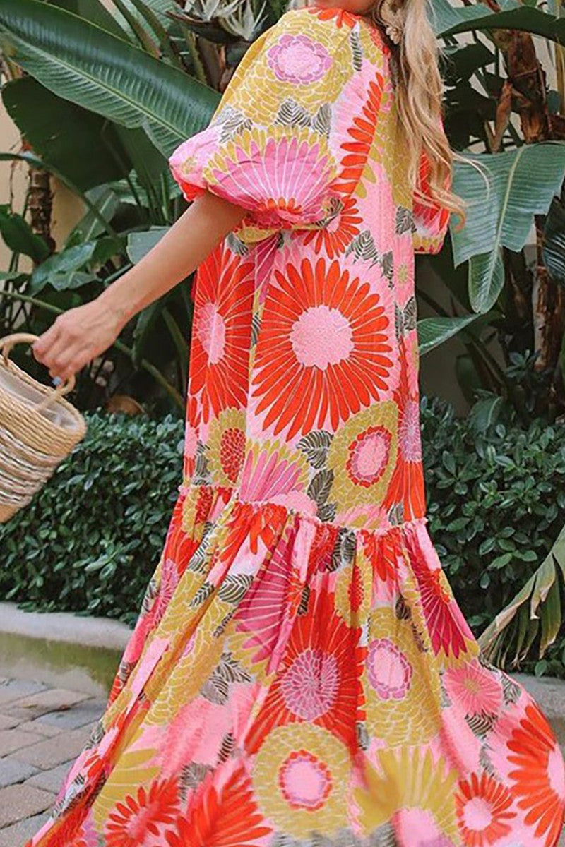 dahlia maxi dress Dahlia | Midi Dress | Maple - Boho Puff Sleeve Linen Cotton