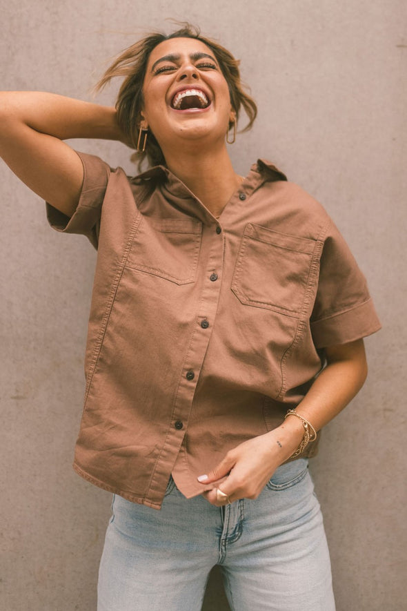 OAT Oversized Boxy Shirt in Toffee